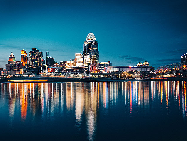 Skyline of downtown Cincinnati at night