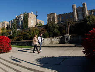 Students in the clinical counseling program walking on campus
