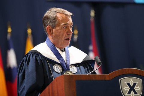 John Boehner speaking at Xavier University Commencement, May 14, 2016, Xavier University Photographs, University Archives and Special Collections, Xavier University Library