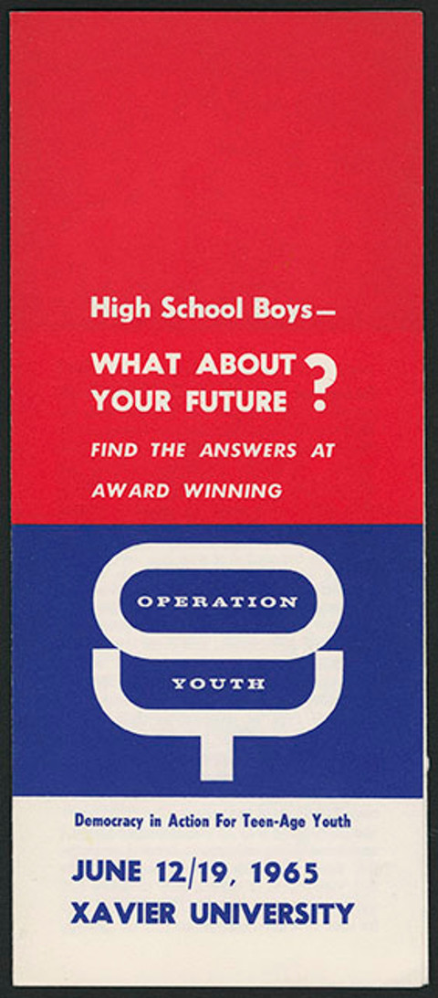 Operation Youth Brochure, 1965, Box 1, Folder 1, XUA-144 Xavier University Collection of Operation Youth Records, University Archives and Special Collections, Xavier University Library