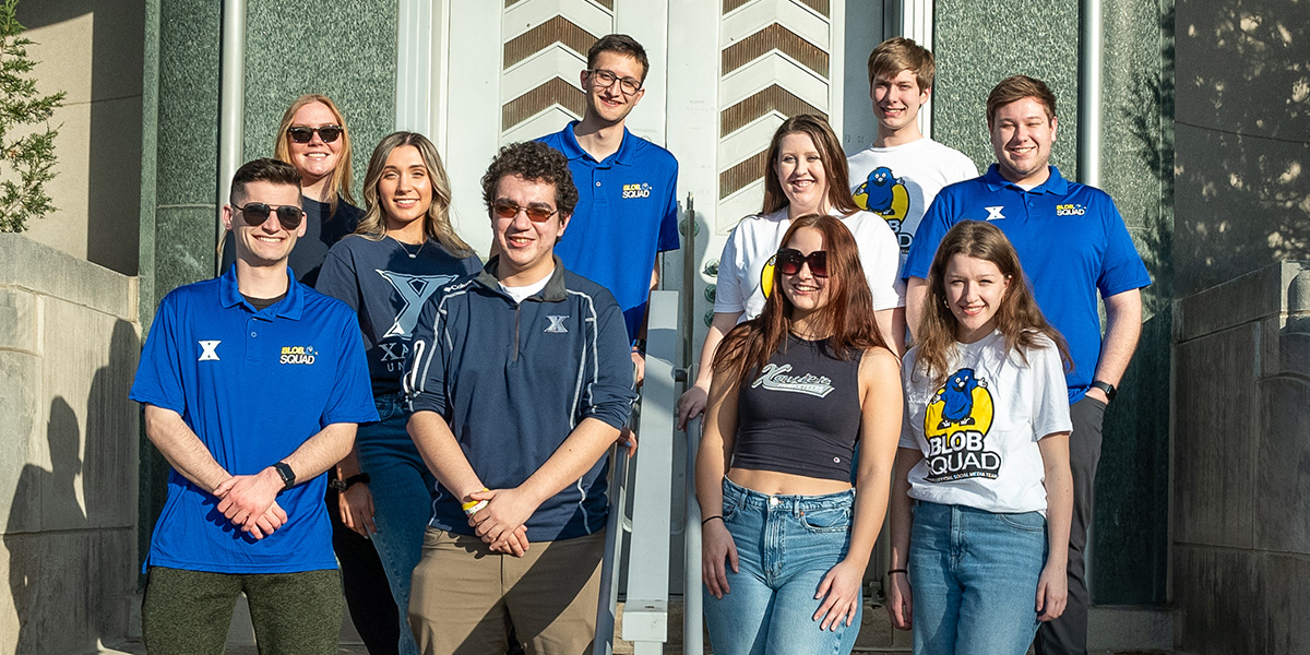 Group photo of the Blob Squad student social media team.