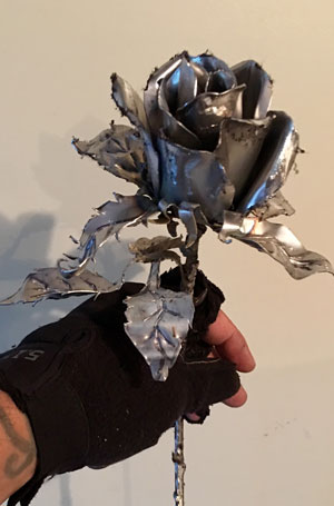 metal rose sculpture