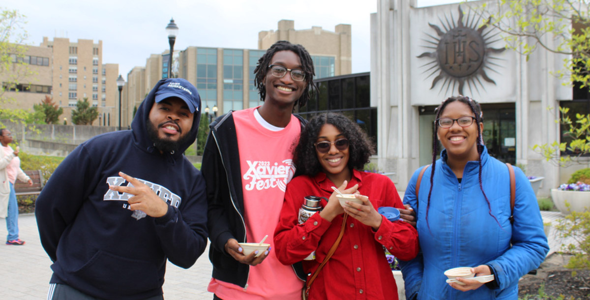 Students in front of Bellarmine Chapel