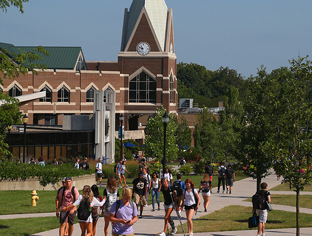 Exterior of Gallagher Student Center in the summer